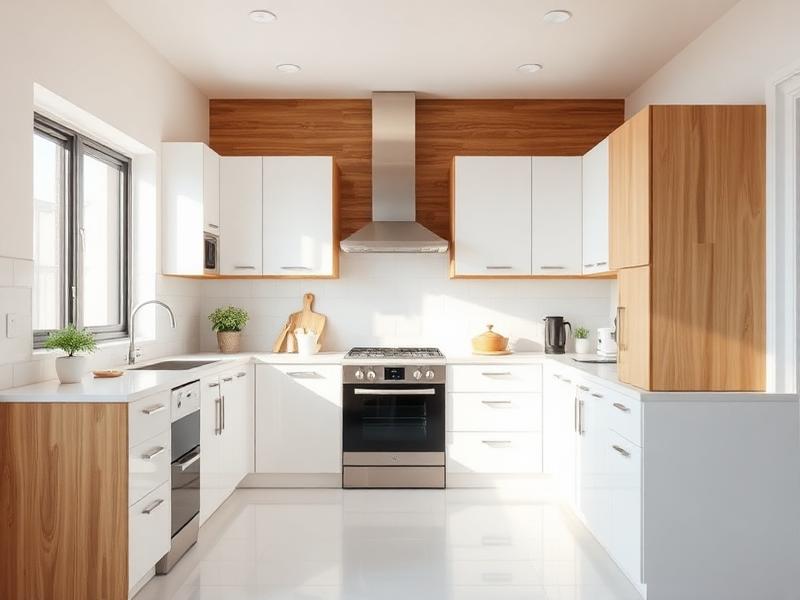 Bright white kitchen with wooden accents